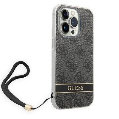 3. Guess GUOHCP14LH4STK iPhone 14 Pro 6.1 "schwarz / schwarzes Hardcase 4G Print Strap