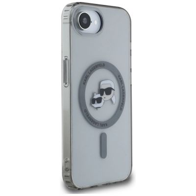 4. Karl Lagerfeld IML Metal Karl & Choupette Heads MagSafe iPhone 16e Hülle - Schwarz