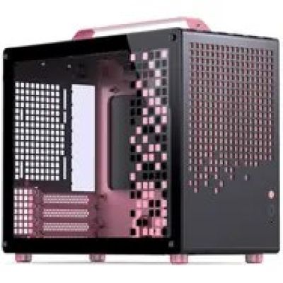 Jonsplus Z20 Micro-ATX Gehäuse, mit Tragegriff - schwarz/rosa