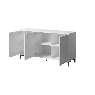 2. MARMO 3D Kommode 150x45xH80,5 cm, weiß matt/weißer Marmor