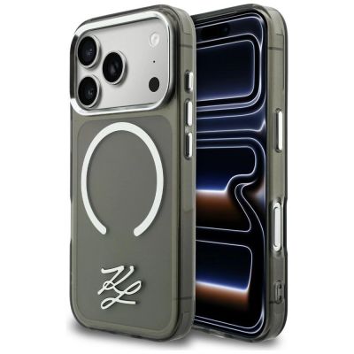 Karl Lagerfeld IML KL Script Logo MagSafe Hülle für iPhone 17 Pro Max - Schwarz