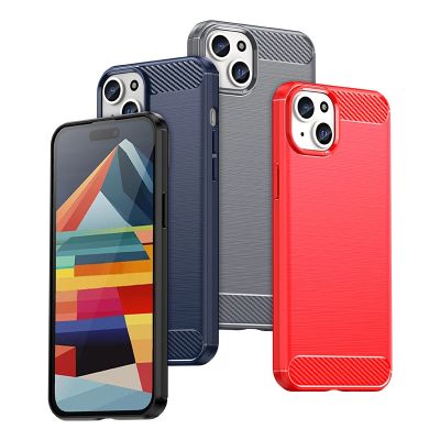 7. Flexible Carbon-Musterhülle für iPhone 15 Plus Carbon Case – Blau