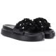 3. Schwarze Damen-Plateau-Flip-Flops mit Blumenmuster von D&A by S.Barski, Modell MR61-9015