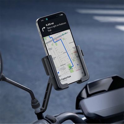 11. Baseus GoTrip Motorrad-Telefonhalterung für Spiegel, mit Stoßdämpfung - Schwarz