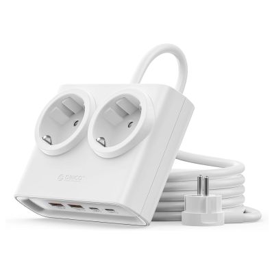 Orico PDC25 25W 6-in-1 Steckdosenleiste (2x Netzanschluss + 2x USB-A + 2x USB-C) – Weiß