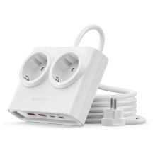 Orico PDC25 25W 6-in-1 Steckdosenleiste (2x Netzanschluss + 2x USB-A + 2x USB-C) – Weiß