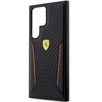 6. Ferrari Carbon Contrast Edges Schutzhülle für Samsung Galaxy S23 Ultra – Schwarz