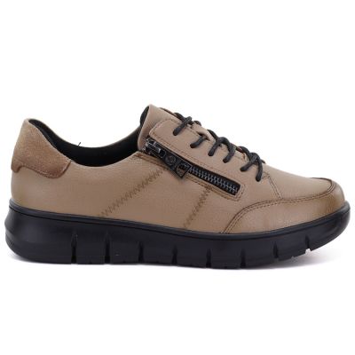 2. Damen-Plateauschuhe aus beigefarbenem Leder, Modell Vinceza 133130