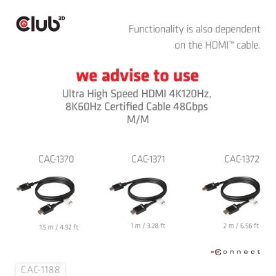7. CLUB3D CAC-1188 Kabeladapter 0,09 m Mini DisplayPort HDMI Schwarz