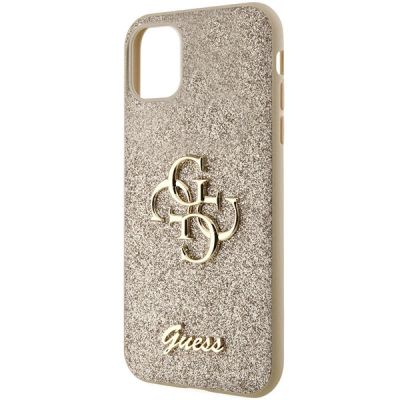 6. Guess GUHCN61HG4SGD Hülle für iPhone 11 / Xr – Gold Glitter Script Big 4G