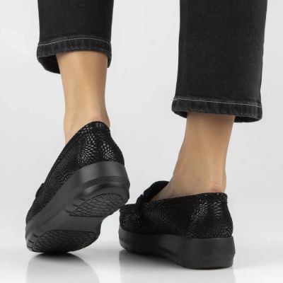 6. Schwarze Damen-Plateau-Loafer aus Leder, Filippo DP7652