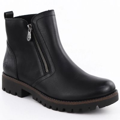 8. Schwarze Damen-Leder-Boots im Worker-Stil Rieker 78556-00
