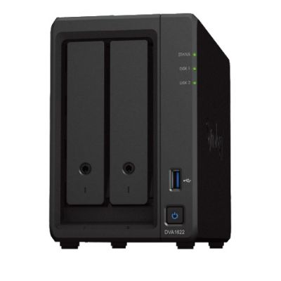 Synology DVA1622 Netzwerk-Videorekorder (2 Einschübe) mit Deep Learning, 8 GB RAM, 4 RJ-45-Anschlüssen und 250 W Leistung