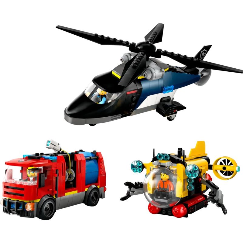 3. LEGO CITY 60462 Hubschrauber-, Feuerwehrauto- und U-Boot-Set