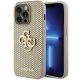 Guess Perforated 4G Glitter Hülle für iPhone 15 Pro – Gold