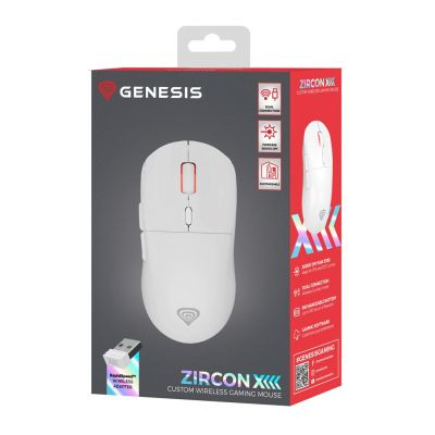 12. GENESIS Zircon XIII Gaming-Maus, beidhändig, RF Wireless + USB Typ-C, optisch, 26000 DPI
