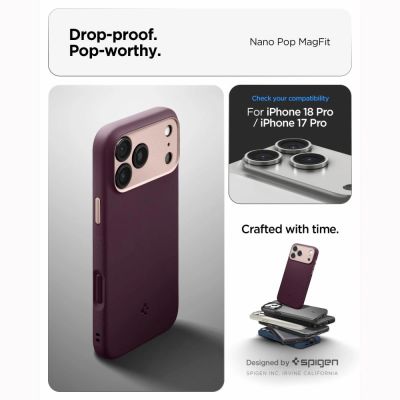 10. Spigen Nano Pop MagSafe Hülle für iPhone 18 Pro / 17 Pro – Dark Cherry