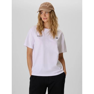 Locker geschnittenes Damen-T-Shirt mit Aufdruck 4F 4FKAW26TTSHF4507-10S
