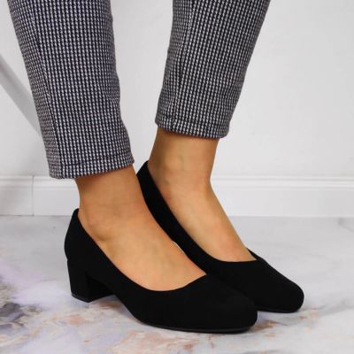 6. Sergio Leone W SK354C Wildleder-Pumps mit Blockabsatz Schwarz