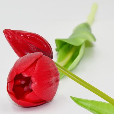 13. Strauß aus 5 roten Tulpen, 39 cm, wie eine lebende Frühlingsdekoration