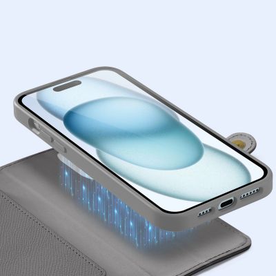 6. Dux Ducis Lawa Lederhülle für iPhone 15 - Grau