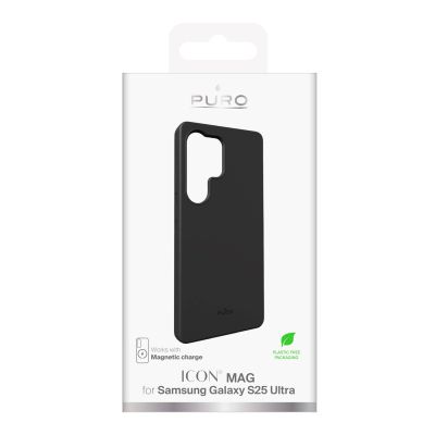 4. Puro Icon Mag Silikonhülle mit MagSafe für Samsung Galaxy S25 Ultra – Schwarz