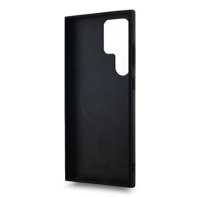 7. DKNY Leder-MagSafe-Hülle mit kariertem Monomuster für Samsung Galaxy S24 Ultra – Schwarz