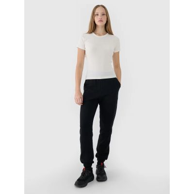 4. Schmales geripptes Damen-T-Shirt 4F 4FWSS25TTSHF1968-11S