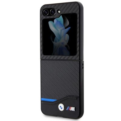 6. BMW Leder Carbon Hülle für Samsung Galaxy Z Flip 5 - schwarz