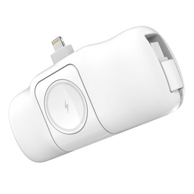 3. Wozinsky WF16-YLS 5000 mAh 15 W Lightning Mini-Powerbank mit integriertem USB-C-Kabel und Apple Watch Ladegerät – Weiß