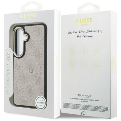 16. Guess 4G MagSafe Hülle mit geprägtem Ring für Samsung Galaxy S26 – Pink