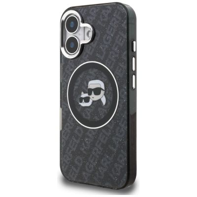 2. Karl Lagerfeld IML Glitter Karl & Choupette Heads Logo MagSafe Hülle für iPhone 16 - Schwarz