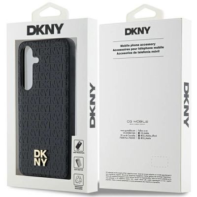 8. DKNY Leather Pattern Metal Logo MagSafe-Hülle für Samsung Galaxy S24 – Schwarz
