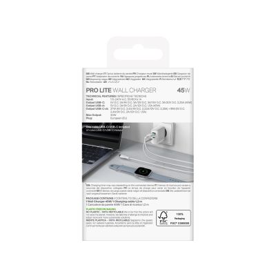 3. Puro Daily Prolite 45W USB-C USB-A Power Delivery Ladegerät mit USB-C Kabel - Weiß
