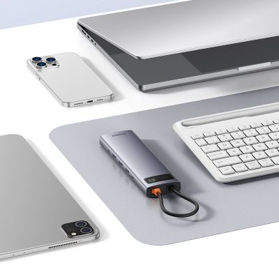 9. HUB 11in1 Baseus Metal Gleam Series USB-C zu USB-C PD / 3x USB-A 3.0 / USB-A 2.0 / HDMI / VGA / AUX / RJ-45 / SD TF - Grau