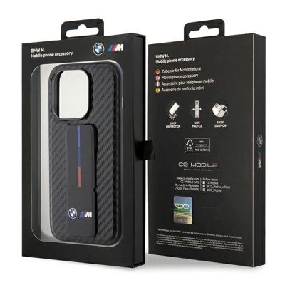 9. BMW Grip Stand Smooth & Carbon Hülle für iPhone 15 Pro – schwarz