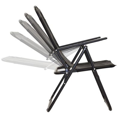 7. Campingstuhl mit Armlehnen 61x66x65-108cm, faltbar, schwarz, Enero Camp