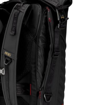 17. ASUS ROG SLASH Backpack Edition 20 Roll-Up Rucksack Schwarz Polyester, gewachstes Leder (zum Hochziehen)