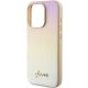 6. Guess Saffiano Iridescent Script Hülle für iPhone 15 Pro – Gold