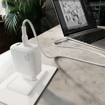 8. Puro Daily Prolite 45W USB-C USB-A Power Delivery Ladegerät mit USB-C Kabel - Weiß