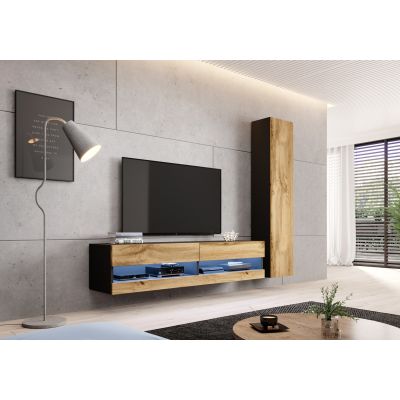 4. VIGO Vitrine „180“ 180/40/30 Schwarz/Wotan Eiche