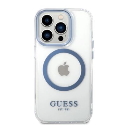 3. Ratet Guess , GUHMP14XHTRMB iPhone 14 Pro Max 6,7" blau/blaue Hartschale Metal Outline Magsafe