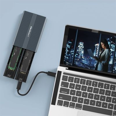 15. Qoltec-Gehäuse | M.2-SSD-Laufwerksschacht | SATA | NVMe | USB-C | Dual 2 x 2 TB