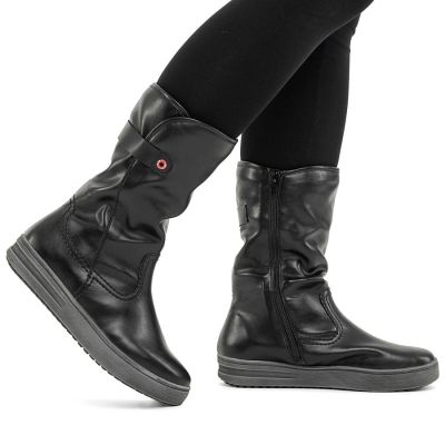 10. Rieker L2580-00 kurze gefütterte schwarze Damenstiefel