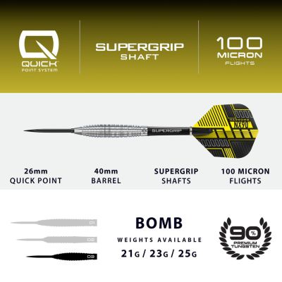4. Harrows NX-90 Bomb QP 90 % Steeltip-Darts
