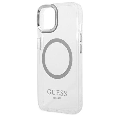 6. Guess GUHMP14MHTRMS iPhone 14 Plus 6,7" srebrny/silver hard case Metal Outline Magsafe
