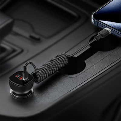 7. Acefast C14-03 USB-C - USB-C Federkabel 480Mb/s 3A 1,2m - Schwarz