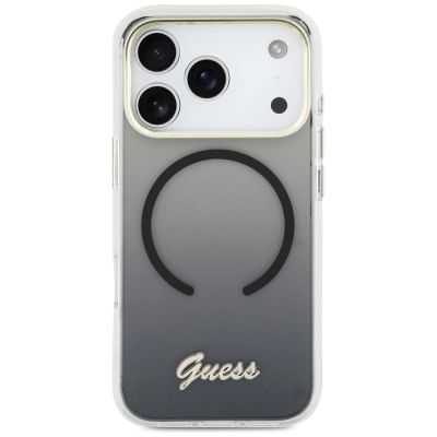 3. Guess IML Gradient Script Metal MagSafe Hülle für iPhone 17 Pro Max - Schwarz
