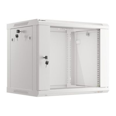13. Lanberg WF01-6409-10S einteiliger Schrank (9 HE; 500 mm / 600 mm / 450 mm; Wandmontage; Glas; 19 Zoll; grau)