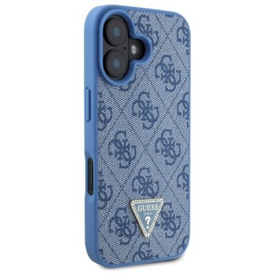 9. Guess Leder-Umhängetasche mit Metalllogo und Strasssteinen für iPhone 16 – Blau